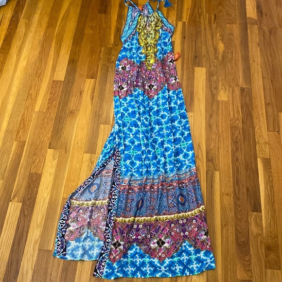 NWT Hale Bob Women’s Multicolored Maxi Dress With Leg Slits Size M - Picture 1 of 9
